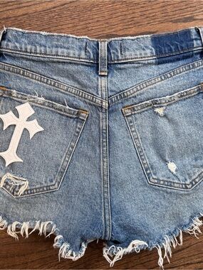 Abercrombie & Fitch Light Blue Distressed Denim Jean Shorts